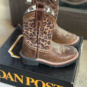 Dan Post Leopard Cowgirl Boots Child sz 10